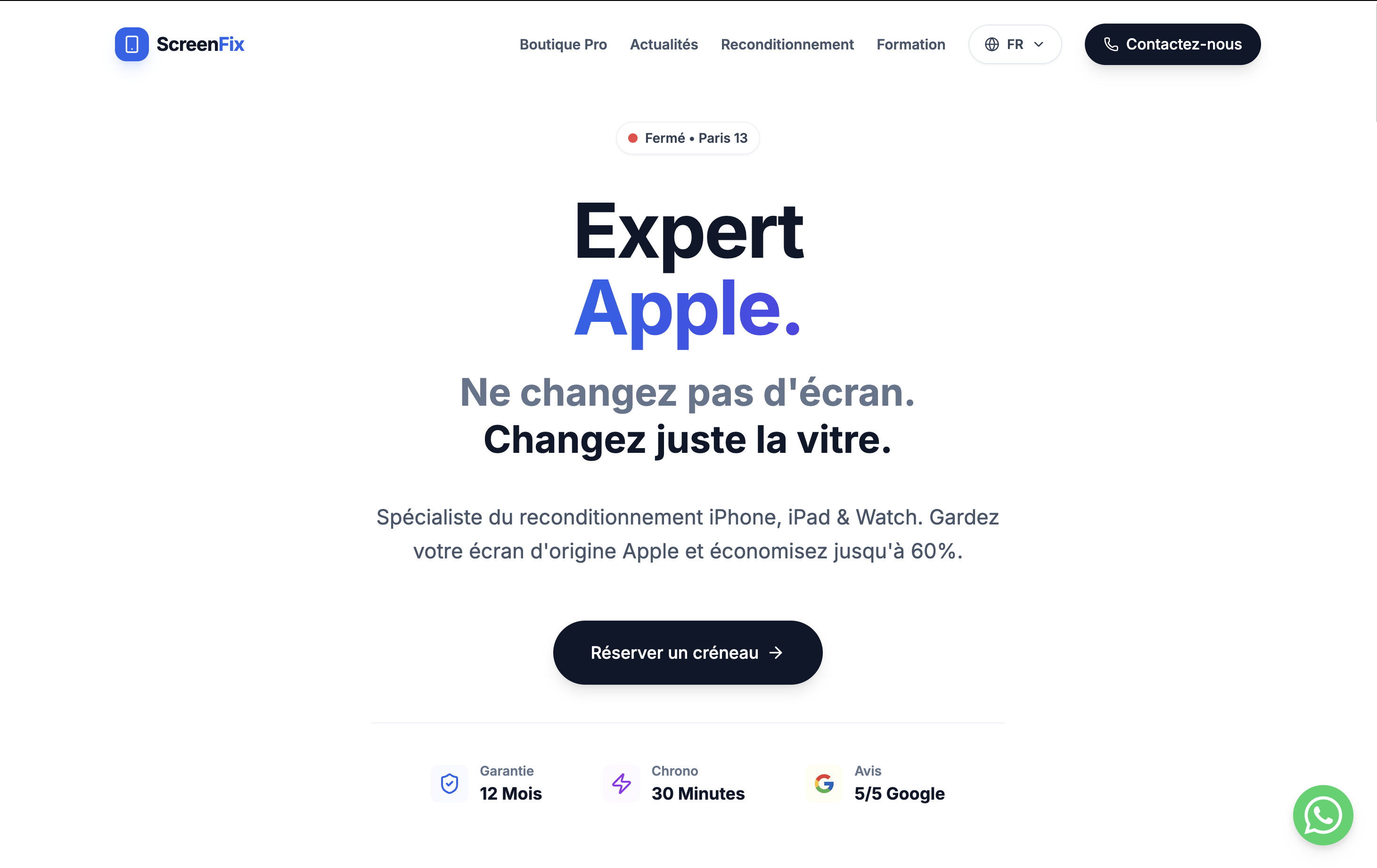 Screenfix - site vitrine
